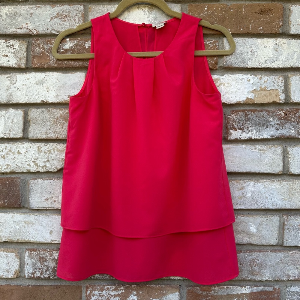J Crew Vibrant Pink Layered Sleeveless Blouse